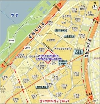 서초구 잠원동 신반포19차아파트 정비구역 위치도.