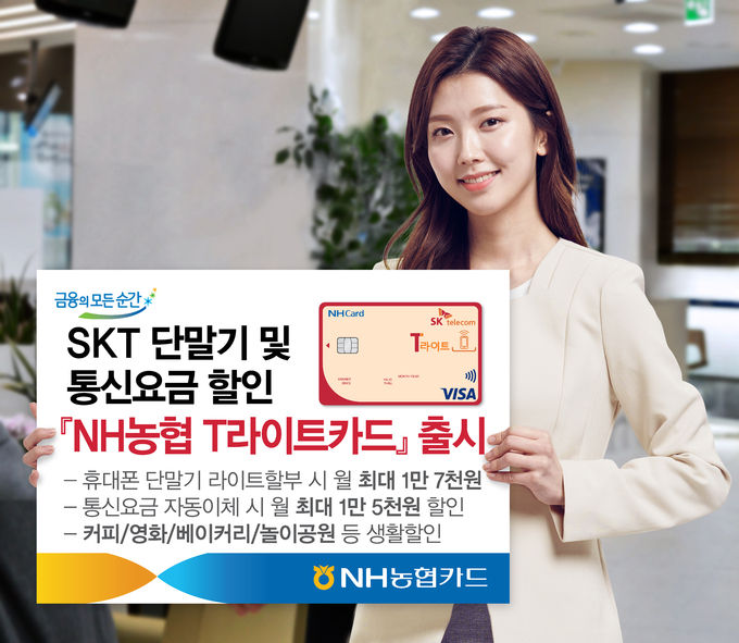 NH농협카드는 소비자들의 통신료 부담을 덜어주기 위해 SK텔레콤(주)과의 제휴를 맺고 ‘NH농협 T라이트카드’를 출시했다고 17일 밝혔다.