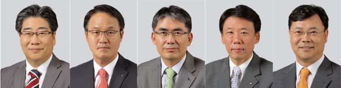 이용한 지주 시너지추진본부장 겸 지속가능경영본부장, 김영운 은행 여신본부장, 도만섭 지주 리스크관리본부장 겸 은행 리스크관리본부장, 김현동 은행 대구제2본부장, 송재규 은행 영업지원본부장.