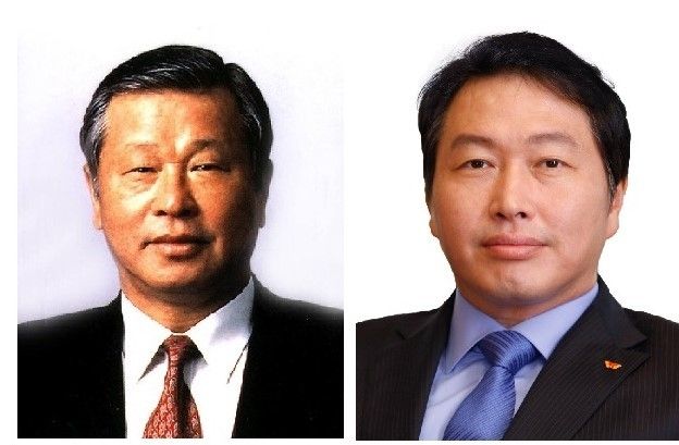 고 최종현 SK그룹 회장(왼쪽)과 최태원 SK그룹 회장.