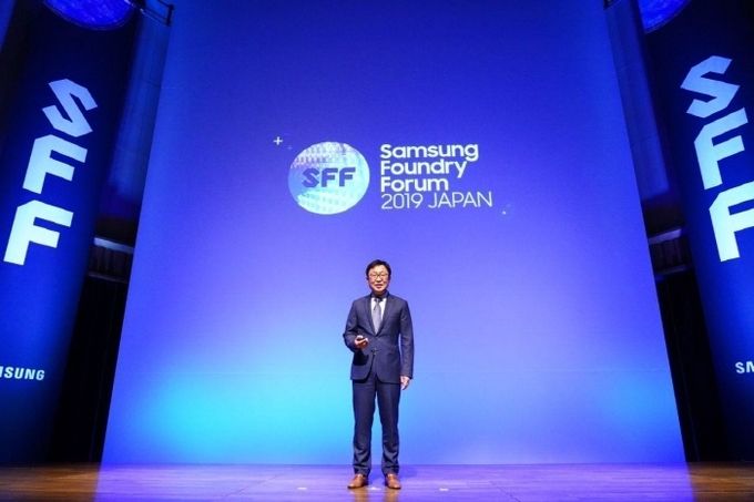정은승 삼성전자 파운드리사업부장 사장이 4일 일본 도쿄 인터시티홀에서 열린 '삼성 파운드리 포럼 2019 재팬'에서 기조연설을 하고 있다. 사진=삼성전자