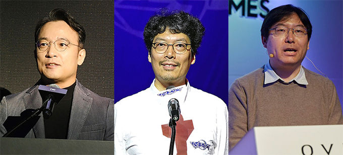 (왼쪽부터) 김택진 엔씨소프트 CCO(최고창의력책임자), 송재경 엑스엘게임즈 대표, 박용현 넷게임즈 대표. 사진=각 사