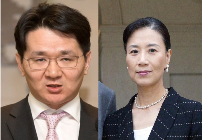 (왼쪽부터) 조원태 한진그룹 회장, 이명희 일우재단 이사장