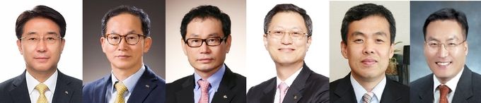 이동철 KB국민카드 대표, 양종희 KB손해보험 대표, 허정수 KB생명보험 대표, 신홍섭 KB저축은행 대표, 조재민·이현승 KB자산운용 대표