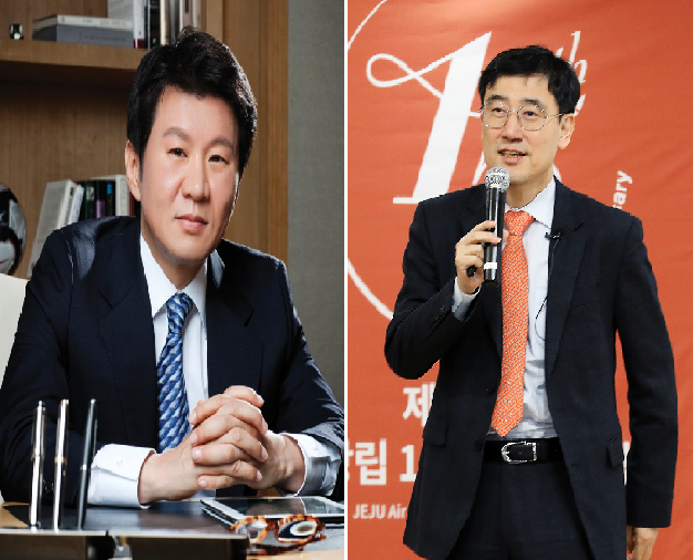 (왼쪽부터) 정몽규 HDC그룹 회장, 이석주 제주항공 대표