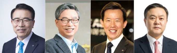 사진 왼쪽부터 조용병 신한금융지주 회장, 허인 KB국민은행장, 최현만 미래에셋대우 수석부회장, 최영무 삼성화재 대표