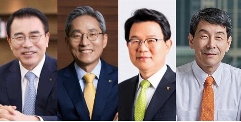 왼쪽부터 조용병 신한금융지주 회장, 윤종규 KB금융지주 회장, 김광수 NH농협금융지주 회장, 이동걸 KDB산업은행 회장