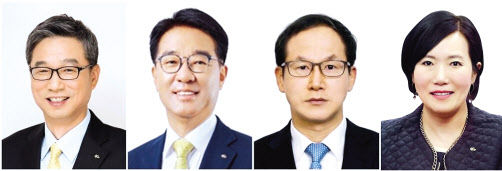 왼쪽부터 허인 KB국민은행장, 이동철 KB국민카드 사장, 양종희 KB손해보험 사장, 박정림 KB증권 사장