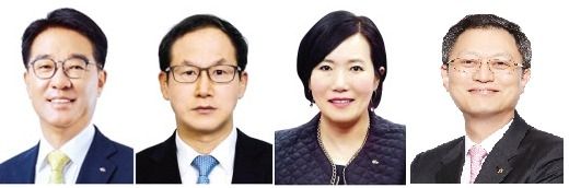 왼쪽부터 이동철 KB국민카드 사장, 양종희 KB손해보험 사장, 박정림 KB증권 각자대표, 신홍섭 KB저축은행 사장