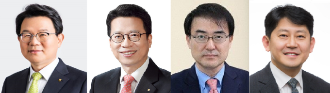 사진 왼쪽부터 김광수 차기 은행연합회장, 정지원 손해보헙협회장 내정자, 손병두 전 금융위원회 부위원장, 유광열 SGI서울보증 사장 후보