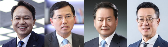 사진 왼쪽부터 진옥동 신한은행장, 임영진 신한카드 사장, 성대규 신한생명 사장, 정문국 오렌지라이프 사장