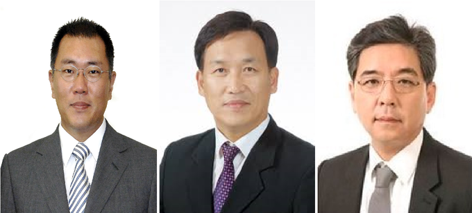 (왼쪽부터) 현대차 정의선 회장, 하언태 사장, 장재훈 사장