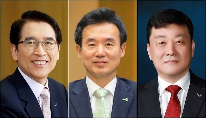 왼쪽부터 교보생명 신창재 회장, 윤열현 사장, 편정범 사장.