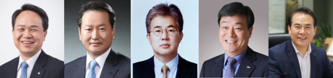 진옥동 신한은행장, 성대규 신한생명 사장, 이영창 신한금융투자 사장, 이창구 신한자산운용 사장, 이병철 부사장.