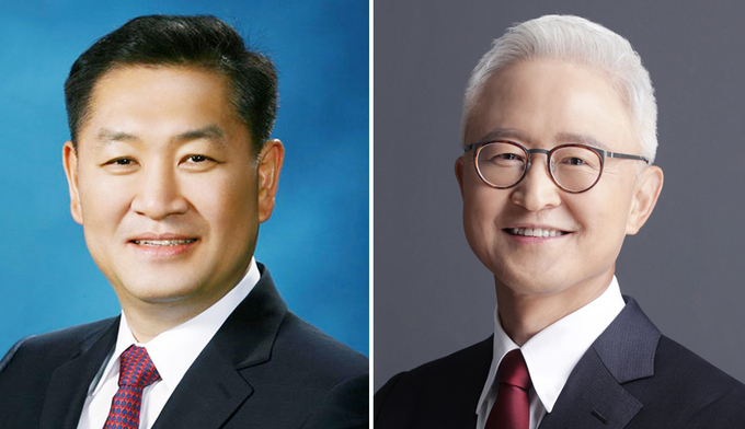 (왼쪽부터) 삼성전자 한종희 DX부문장 대표이사 부회장, 경계현 DS부문 대표이사 사장 