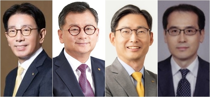 (왼쪽부터) 이재근 KB국민은행장, 여승주 한화생명 사장, 민기식 푸르덴셜생명 사장, 차기현 하나증권 부사장. 