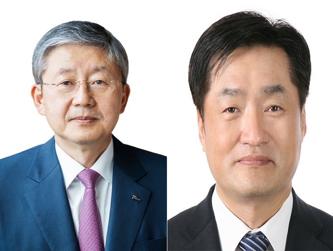 (좌)양원준 포스코홀딩스 커뮤니케이션팀장과 (우) 김지용 포스코홀딩스 미래기술연구원장. 사진=포스코