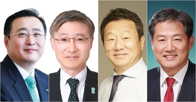 (왼쪽부터) 김남구 한국투자금융지주 회장, 이승열 하나은행장 내정자, 최윤 OK금융그룹 회장, 정완규 여신금융협회장. 