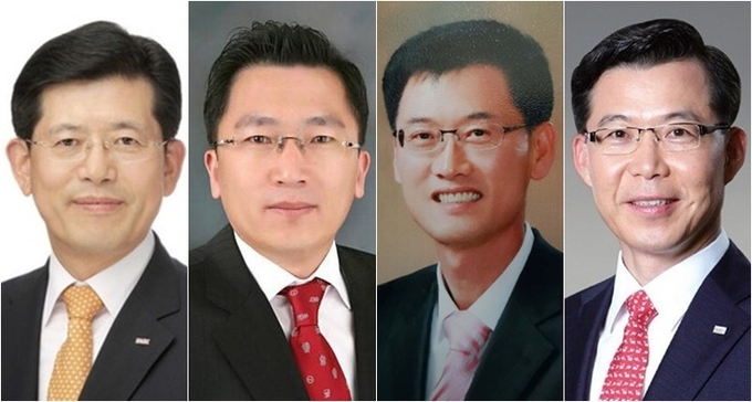 (왼쪽부터) 빈대인 BNK금융지주 회장 내정자, 나채범 한화손해보험 대표, 배부열 NH투자증권 경영지원부문 총괄대표, 조웅기 미래에셋증권 부회장. 
