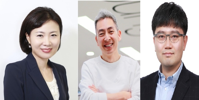 (왼쪽부터) 채은미 사외이사 후보, 김정인 사외이사 후보, 채준식 기타비상무이사 후보(사진=SKC)