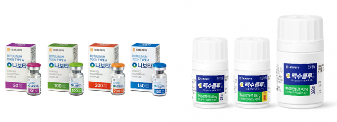 (왼쪽부터) 보톨리눔 톡신 나보타, 위식도역류질환 펙수클루 이미지(사진=대웅제약) 