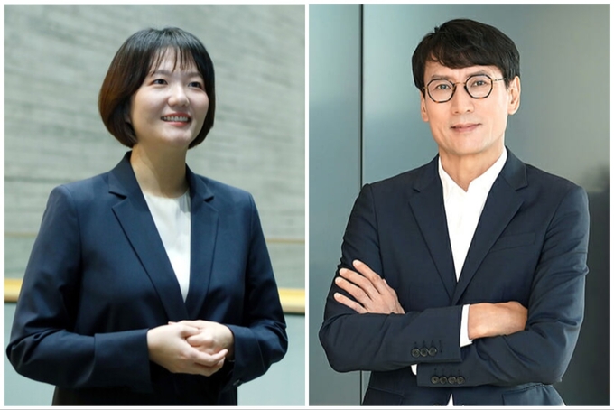최수연(사진 왼쪽) 네이버 대표와 홍은택 카카오 대표의 모습. 
