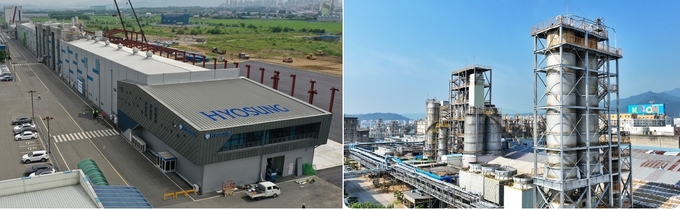 효성첨단소재 전주공장(왼쪽), 코오롱인더스트리 구미공장(사진=각 사)