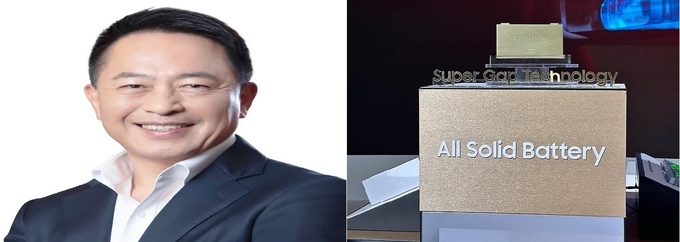 최윤호 사장과 ASB(올 솔리드 배터리, 전고체배터리) 파일럿용 모습(사진=삼성SDI)