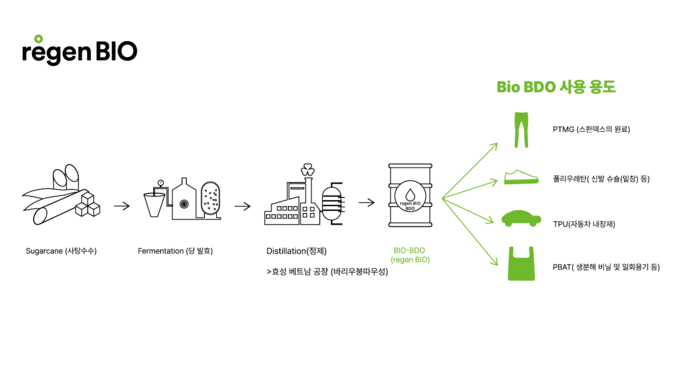리젠 바이오 공정 및 사용용도(그래프=효성)