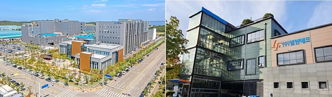 충북 청주 에코프로비엠 본사 전경(왼쪽), 대구 달서구 L&F 본사 전경(사진= 각 사)