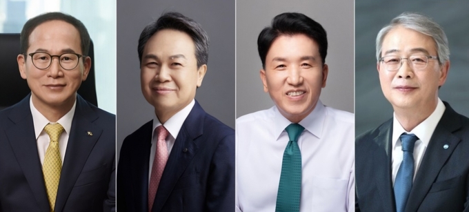 (왼쪽부터) 양종희 KB금융 회장, 진옥동 신한금융 회장, 함영주 하나금융 회장, 임종룡 우리금융 회장. 
