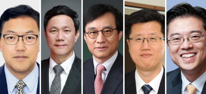 (왼쪽부터) 김병환 금융위원장 후보자, 차수환 금융감독원 보험 담당 부원장보, 김철주 생명보험협 회장, 최원목 신용보증기금 이사장, 조영서 KB금융지주 부사장