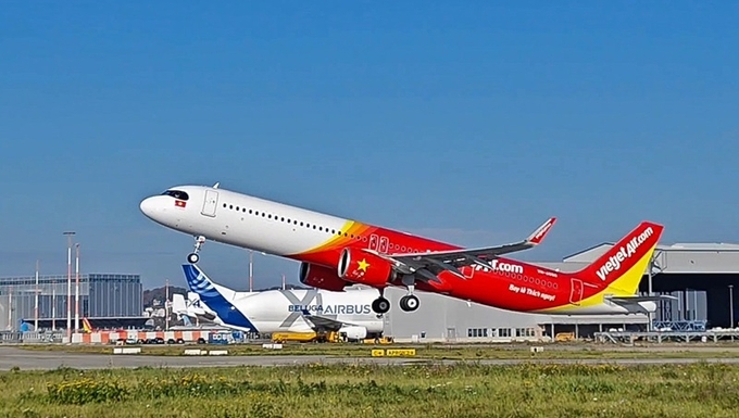 사진=에어버스 함부르크 공장에서 인도된 비엣젯항공의 ‘A321neo’ (비엣젯항공 제공)