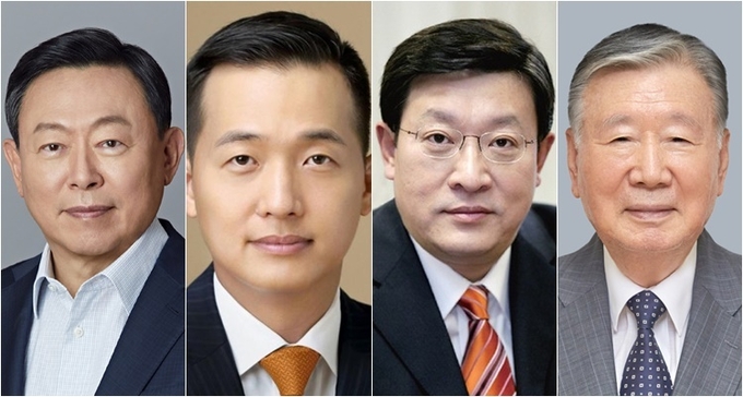 (왼쪽부터) 신동빈 롯데그룹 회장, 김동관 한화그룹 부회장, 허태수 GS그룹 회장, 이중근 부영그룹 회장