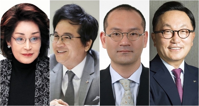 (왼쪽부터) 이명희 신세계그룹 명예회장 이재현 CJ그룹 회장, 이해욱 DL그룹 회장, 박현주 미래에셋그룹 회장