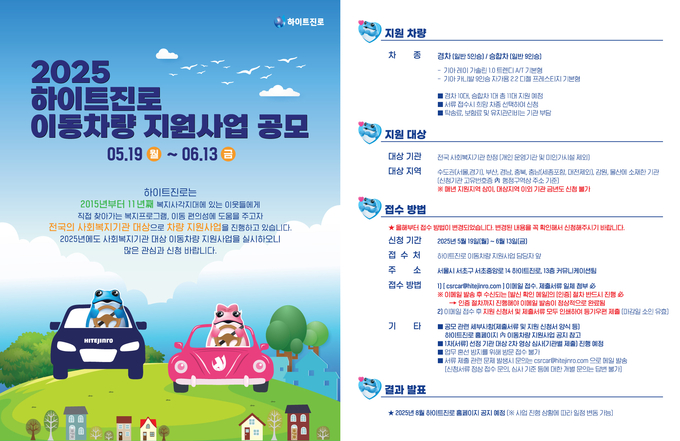 2025년 사회복지기관 이동차량 지원사업 공모 홍보 포스터 이미지