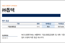 톱텍, 1600만원 들인 신용평가등급 2주만에 취소 '왜'