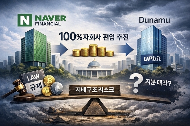 디지털자산법 ‘지분 34 제한’ 논의…네이버·두나무 지배구조 재편 리스크